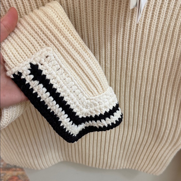 Helmut Lang Cream Ribbed Sweater with Black Accents - Picture 8 of 11